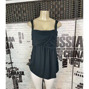 Gap L Charcoal Gray Draped Neckline Ruched Strappy Detail Camisole Top